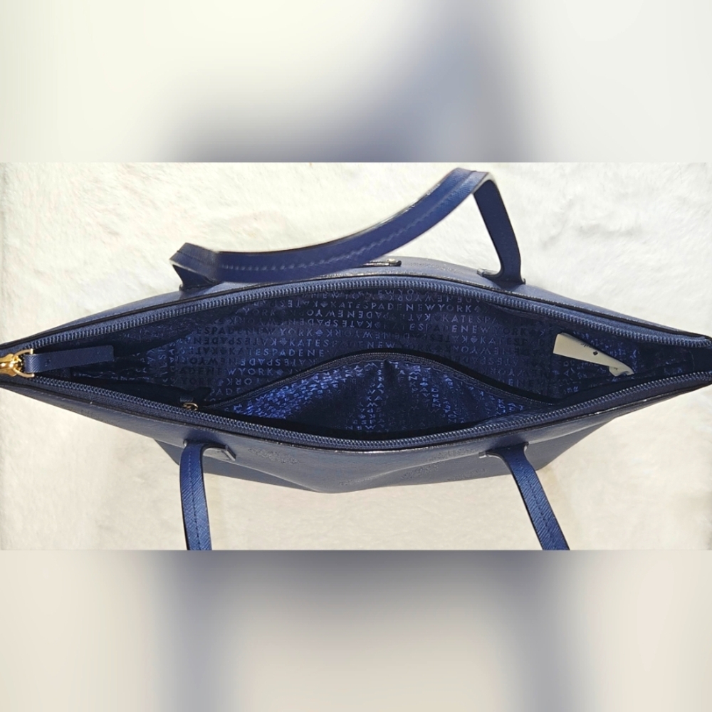 Kate Spade New York Navy Blue Saffiano Leather Top Handle Bag - Picture 4 of 4